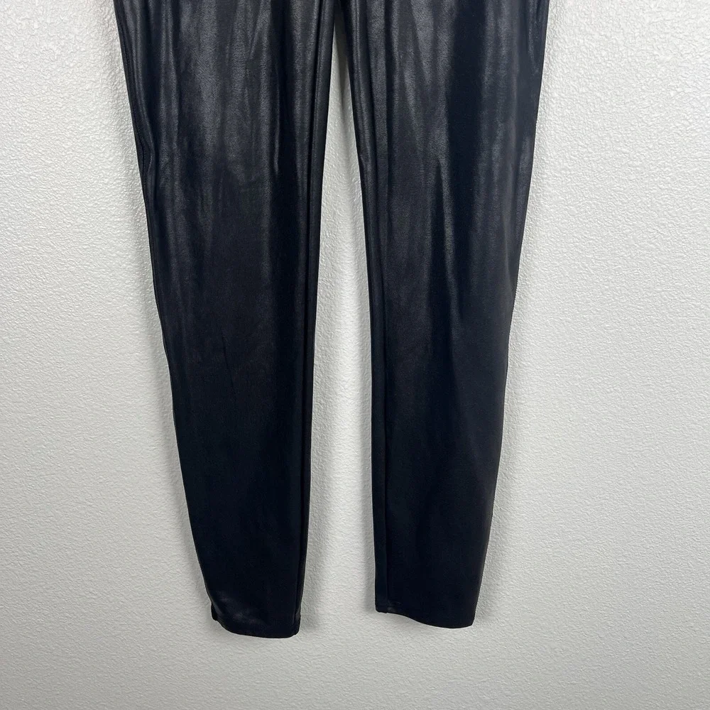 Spanx Womens High Rise Faux Leather Leggings Black Sz XL‎